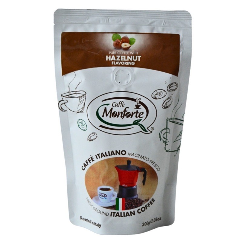 CAFFÈ MONFORTE – CAFFÈ ITALIANO (kawa mielona) o aromacie ORZECHA LASKOWEGO, 200 g