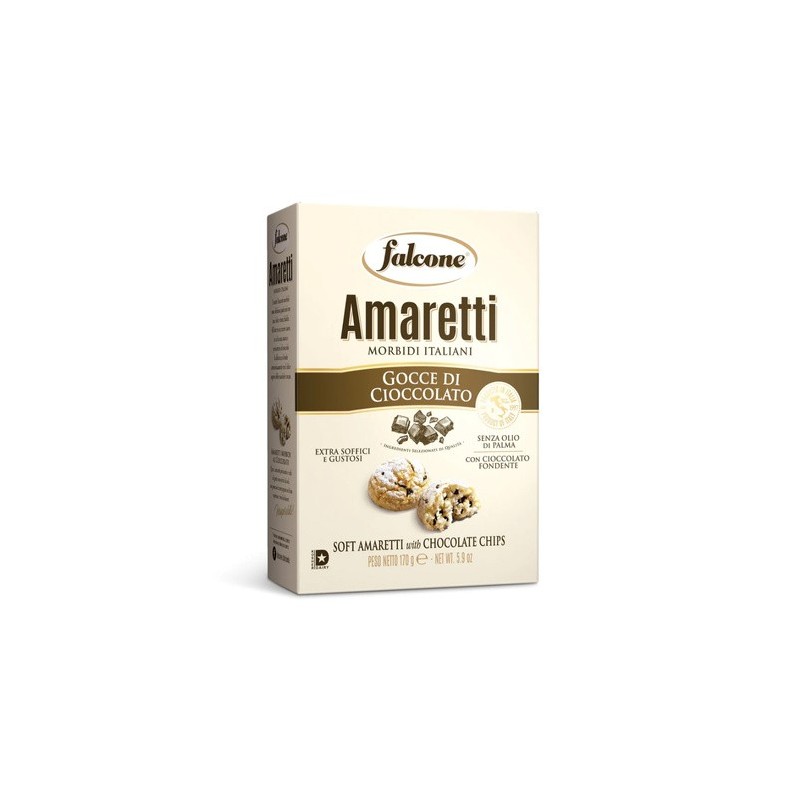 Falcone Amaretti Gocce di Cioccolato - miękkie ciasteczka z kawałkami czekolady 170g