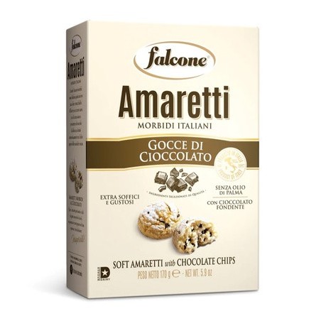 Falcone Amaretti Gocce di Cioccolato - miękkie ciasteczka z kawałkami czekolady 170g