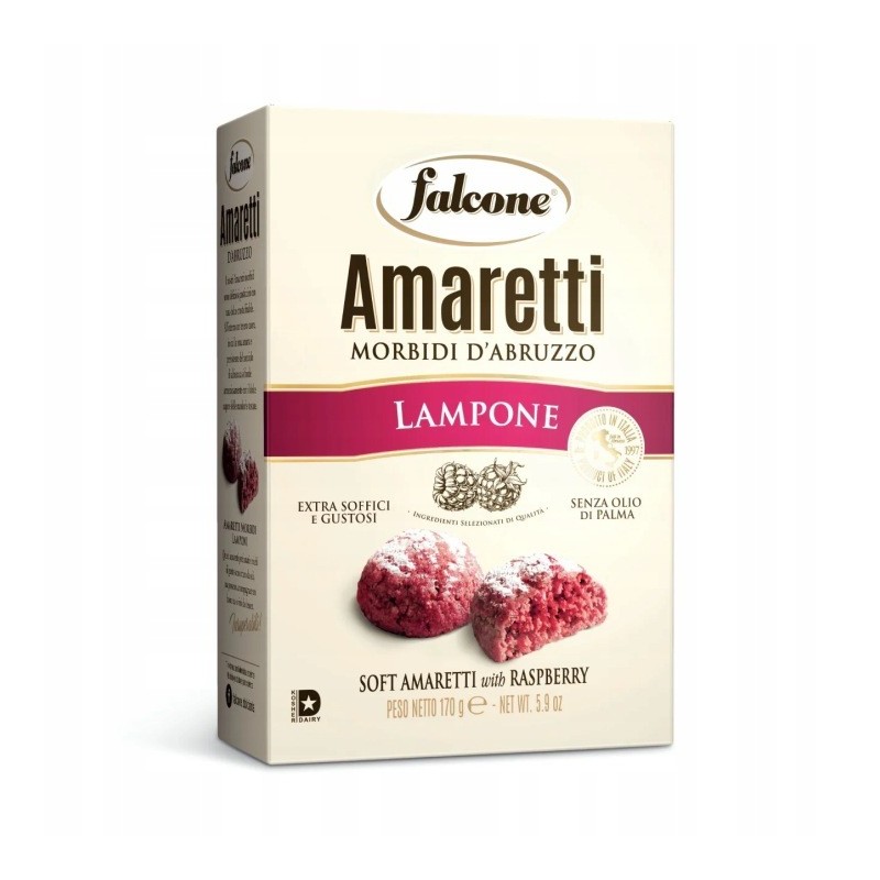 Ciastka malinowe miękkie włoskie Amaretti Morbidi Lampone 170g - Falcone
